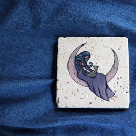 Porta-copo De Pedra Moon Witch MoonChild Pagan Wicca Art