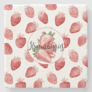 Porta-copo De Pedra Morangos Vermelhos Fruta