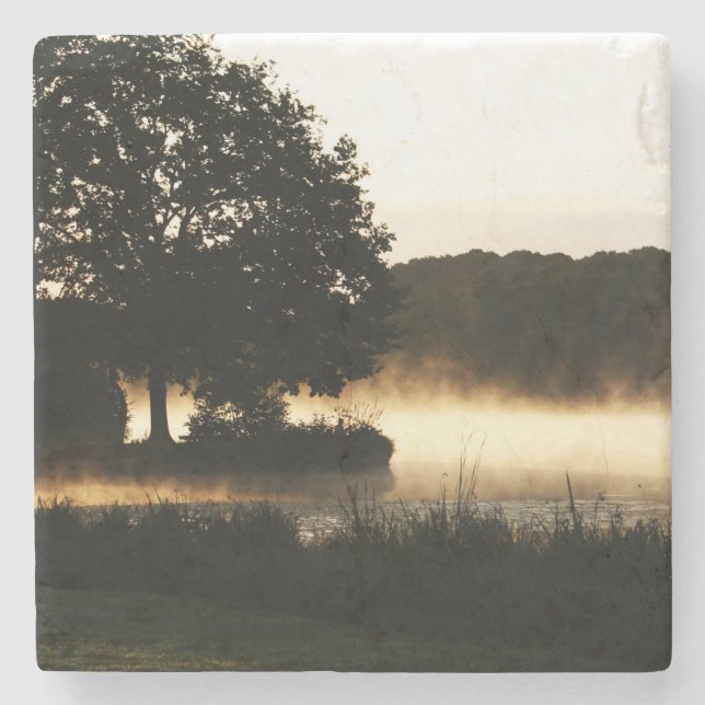 Porta-copo De Pedra Morning Lake Scene Litorna (Frente)