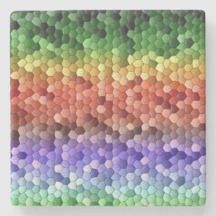 Porta-copo De Pedra Mosaico Arco-íris
