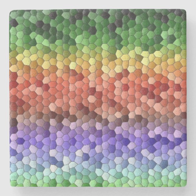 Porta-copo De Pedra Mosaico Arco-íris (Frente)