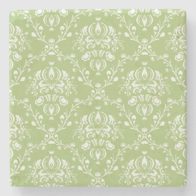 Porta-copo De Pedra Moss Green Damask (Frente)