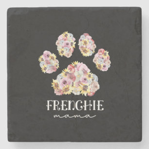 Porta-copo De Pedra Mother Art Frenchie Mama Floral Paw French Bulldog