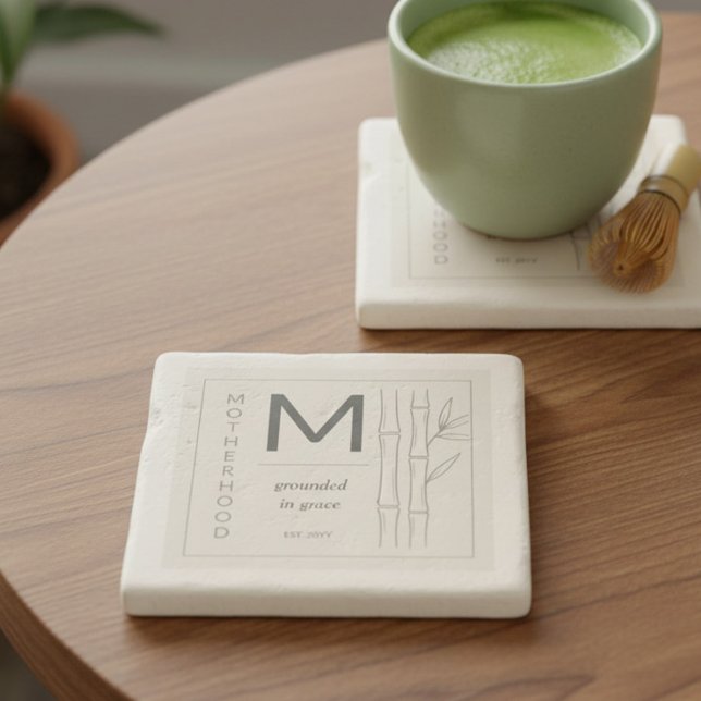 Porta-copo De Pedra Motherhood Grounded in Grace Botanical Mom (Coaster to celebrate motherhood - perfect for new mom, mother's day gift ..)