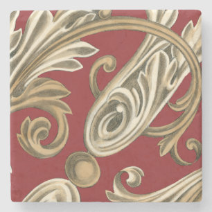 Porta-copo De Pedra Motif Botânico Elegante com Folhagem de Tan