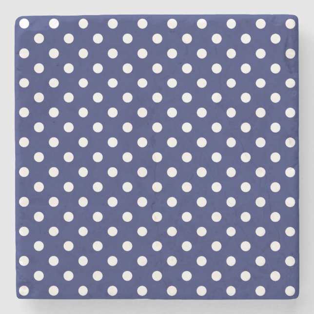 Porta-copo De Pedra Motif Pois Blanc Bleu marine (Frente)