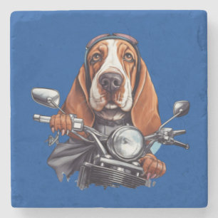 Porta-copo De Pedra Motoqueiro canino legal, motorista de cão basset h
