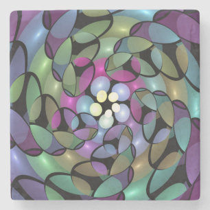 Porta-copo De Pedra Movimentos Coloridos Abstrato Trippy Fractal Art