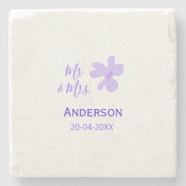 Porta-copo De Pedra Mr & Mrs add family name date year wedding favor g