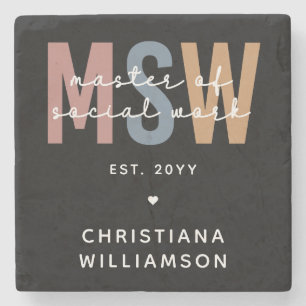 Porta-copo De Pedra MSW Mestre Personalizado de Graduação Retroativa d