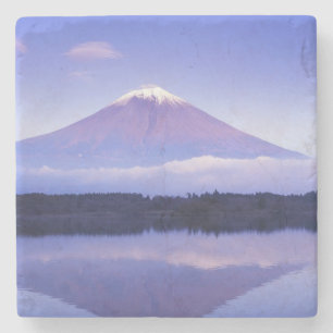Porta-copo De Pedra Mt. Fuji com Nuvem Lenticular, Lago Motosu,