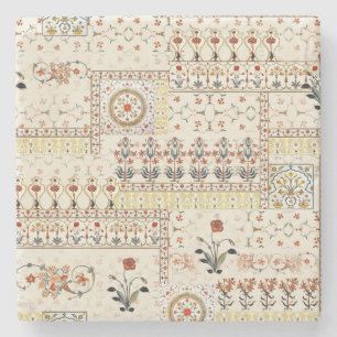 Porta-copo De Pedra Mughal Floral Paisley: Elegância Digital Étnica.