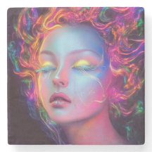 Mulher alienígena com cabelo cósmico