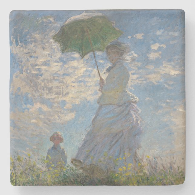 Porta-copo De Pedra Mulher de Claude Monet com Parasol (The Stroll) (Frente)