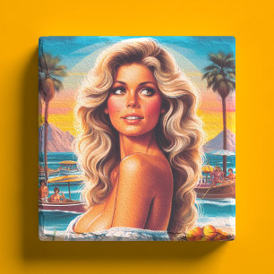 Porta-copo De Pedra Mulher de Verão dos Anos 80