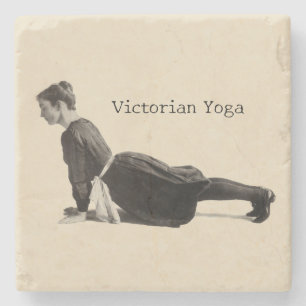 Porta-copo De Pedra Mulher de Yoga Vitoriana Vintage Impressão Pose de