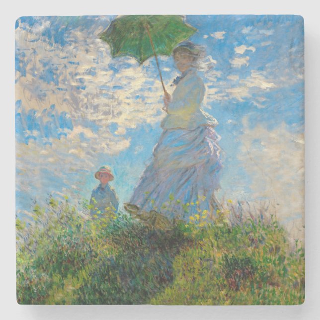 Porta-copo De Pedra Mulher Guarda-Sol Impressionismo Monet (Frente)