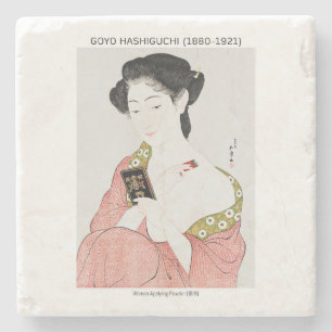 Porta-copo De Pedra Mulher japonesa aplicando pó - Goyō Hashiguchi