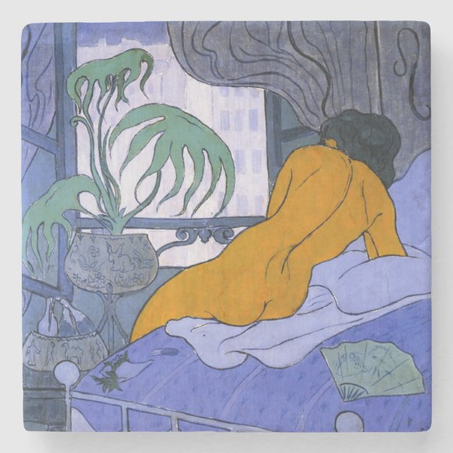 Porta-copo De Pedra Mulher na Sala Azul (por Paul Ranson) (Frente)