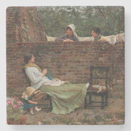 Porta-copo De Pedra Mulheres conversando sobre o Muro do Jardim (Gossi