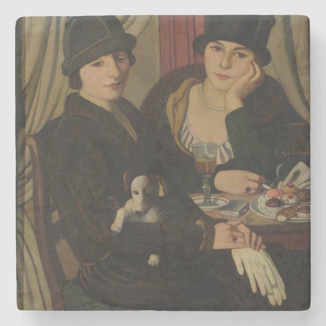 Porta-copo De Pedra Mulheres em um café, c.1924 (Frente)