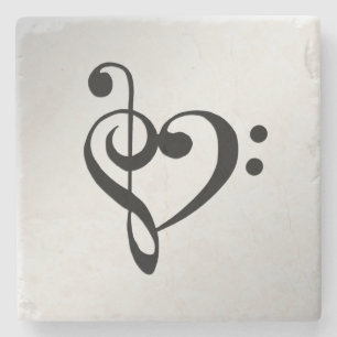 Porta-copo De Pedra Música Clef Heart
