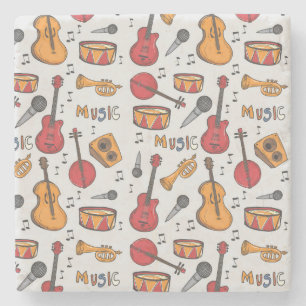 Porta-copo De Pedra Música legal Ameaçou Tambores Banjo Violão Mais Vi