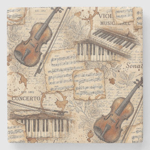 Porta-copo De Pedra Música Vintage