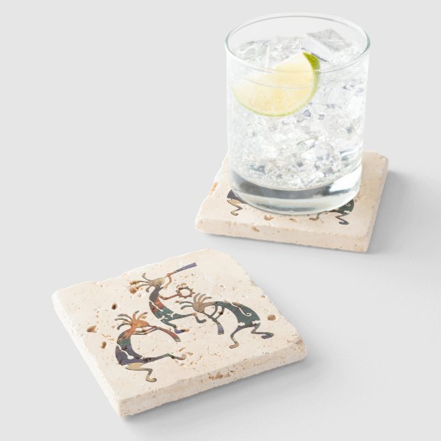 Porta-copo De Pedra Músico KOKOPELLI trio + suas ideias (Lateral)