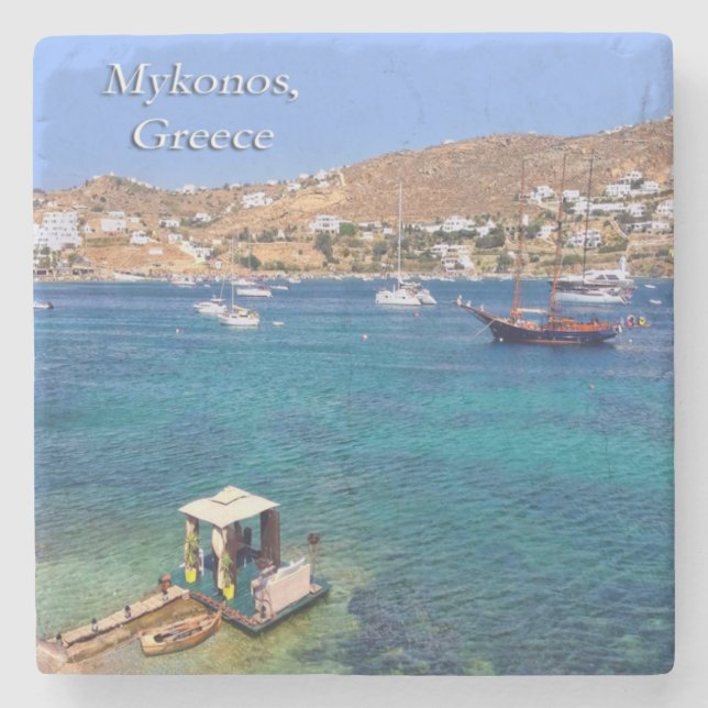 Porta-copo De Pedra Mykonos, Grécia Stone Coaster (Frente)