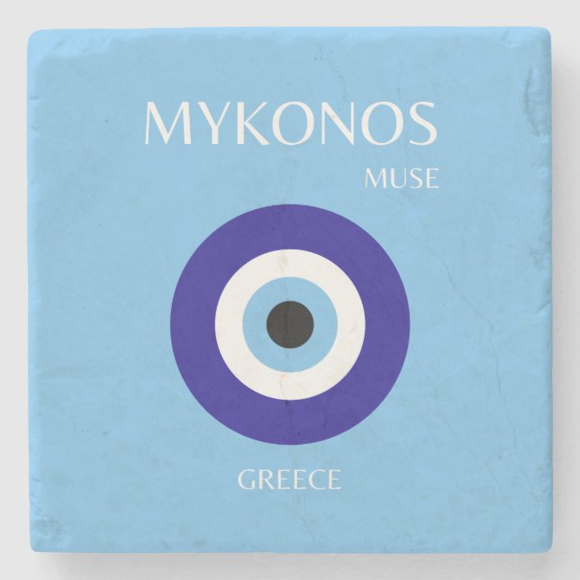 Porta-copo De Pedra Mykonos Muse, Azul (Frente)