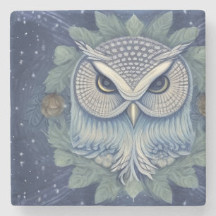 Porta-copo De Pedra Mystical Fantasy Forest Owl