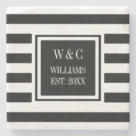 Porta-copo De Pedra Na moda Monograma Black White Stripe