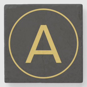 Porta-copo De Pedra Na moda Monograma - Letra Dourada Cor Inicial