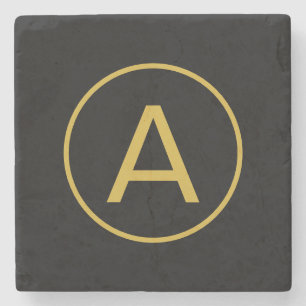 Porta-copo De Pedra Na moda Monograma - Letra Dourada Cor Inicial