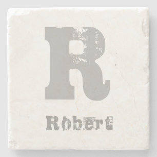 Porta-copo De Pedra Na moda Monogramas Modelo-Elegante - Letra mármore