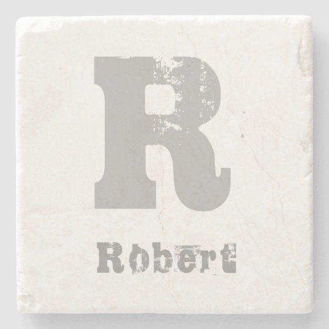 Porta-copo De Pedra Na moda Monogramas Modelo-Elegante - Letra mármore (Frente)