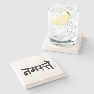 Porta-copo De Pedra Namaste (न म स् ते) - Script Devanagari