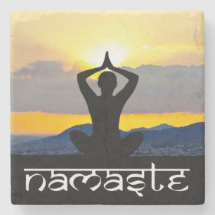 Porta-copo De Pedra Namaste, nascer do sol da ioga, portas copos