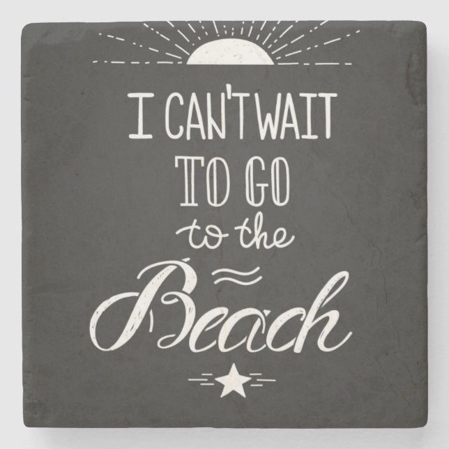 Porta-copo De Pedra Não pode esperar para ir à praia (Frente)
