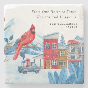 PORTA-COPO DE PEDRA NATAIS VINTAGES CIDADÃOS CARDINAIS VERMELHOS PERSO