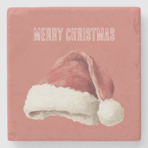 Porta-copo De Pedra Natal de Chapéu de Papai Noel Vermelho