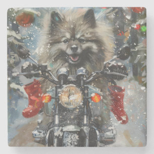 Porta-copo De Pedra Natal de Motocicleta de Keeshond