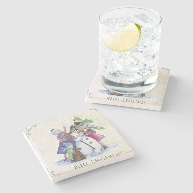 Porta-copo De Pedra Natal divertido da família (Lateral)