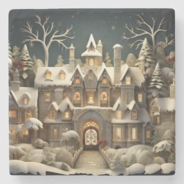 Porta-copo De Pedra Natal Snowy Manor Storybook Wonderland