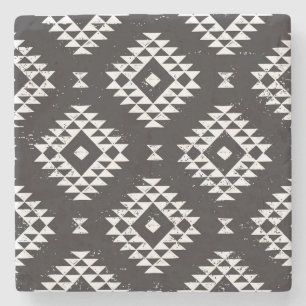 Porta-copo De Pedra Navajo Geométrico: Tribal Branco Negro.