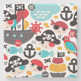 Porta-copo De Pedra Navigação retro da ilustração dos piratas