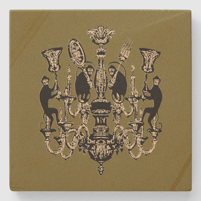 Porta-copo De Pedra Negócios de Macaco - MUDAR COR / (Frente)