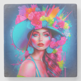 Porta-copo De Pedra Neon Fantasy Floral Retrato