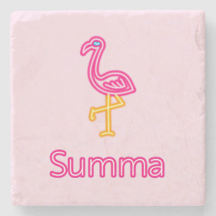 Porta-copo De Pedra Neon Pink Flamingo Summa (Verão)